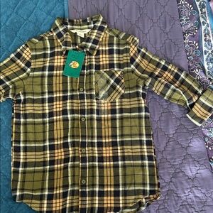 Bass Pro Shops Olive and Black Plaid Shirt